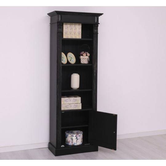 vintage fekete polcos keskeny szekreny tomorfa koptatott antikolt klasszikus tarolo rusztikus mediterran sotet butor videki paraszthaz design loft.jpg